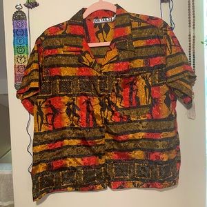 90’s Vintage Unique Tribal Print Button-Up